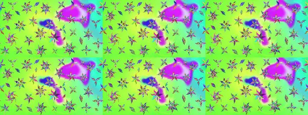 Zarif, parlak ve yeşil çiçek desenli bir taslak. Raster. Sabıka baskıları, bebek kıyafetleri, duvar kâğıtları, paket kutuları vb..
