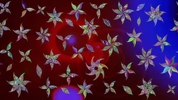 Düz Çiçek Elementleri Tasarımı. Süslü kumaş deseni. Raster illüstrasyonundaki çiçek desenli çizim. Renkli Bahar Teması çizim şablonu.