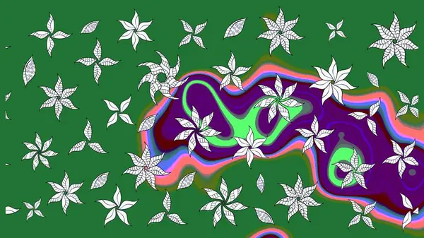 Düz Çiçek Elementleri Tasarımı. Renkli Bahar Teması eskiz kalıbı. Chichi 'nin kumaş kalıbını çiz. Çiçek deseni. Raster illüstrasyonu.