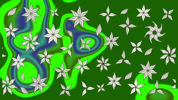 Çiçekli karalama şeklinde Raster çiçek deseni. Yumuşak, bahar çiçekli arka plan. Yeşil ve nötr renkte çiçekler.