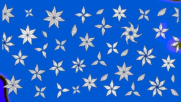 Raster illüstrasyonu. Mavi ve nötr renklerde. Güzel kumaş deseni. Raster illüstrasyonunda çiçek deseni çizimi.