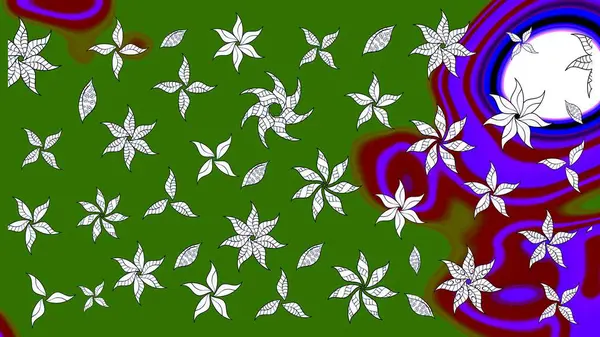 Süslü kumaş deseni. Renkli Bahar Teması eskiz kalıbı. Düz Çiçek Elementleri Tasarımı. Raster illüstrasyonunda çiçek deseni çizimi.