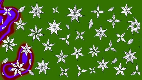 Renkli Bahar Teması eskiz kalıbı. Sevimli çiçek raster deseni. Yeşil ve nötr renklerde çiçekler. Düz Çiçek Elementleri Tasarımı.