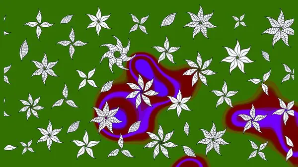 Raster illüstrasyonu. Çizim kalıbı. Hint süsü. Çiçek duvar kağıdı. Renkli süs kenarı. Yeşil ve nötr renklerde.