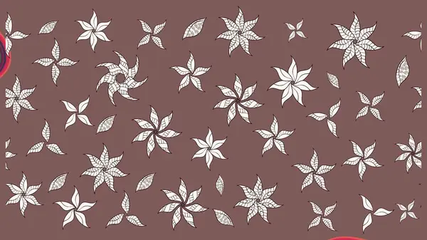 Dallı bahar çiçekleriyle desen, kahverengi ve nötr renkler ve çiçek silueti. Raster deseni.