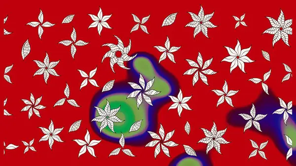 Raster illüstrasyonundaki çiçek desenli çizim. Suluboya tarzında kırmızı ve nötr renkte çiçekler.