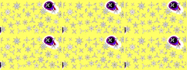 Düz Çiçek Elementleri Tasarımı. Çiçekli eskiz çizimi. Renkli Yaz Temalı eskiz kalıbı. Sarı ve beyaz renkte çiçekler.