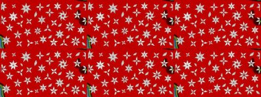 Gömlek, arka plan modelini çiz. Kırmızı ve nötr renklerde çiçekler. Tropik çiçekler.