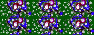 Halk tarzı. Modern çiçek arkaplanı. Parlak renkli çiçekleri ve yeşil ve mavi renkli yaprakları olan harika bir çiçek deseni. Moda baskıları için zarif bir şablon.