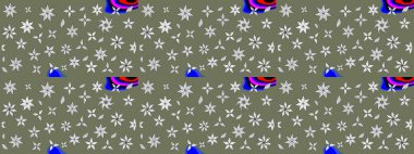 Raster illüstrasyonundaki çiçek desenli çizim. Yeşil ve beyaz renkli çiçekler. Düz Çiçek Elementleri Tasarımı. Renkli Bahar Teması çizim şablonu.