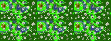 Çiçek kolajı. Doğa. Raster deseni. Küçük çiçekte güzel bir desen var. Çiçek arkaplan. - yeşil ve nötr çiçekler. Çiçek bileşimi.