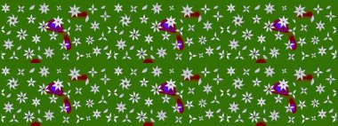 Raster illüstrasyonu. Çiçek süslemeli çizim deseni. Yeşil ve nötr renkte çiçekler.