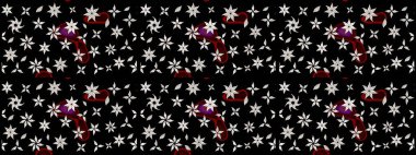 Siyah ve nötr renklerde. Raster illüstrasyonu. Çiçekli güzel suluboya desen.