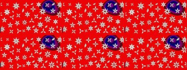 Kırmızı ve nötr renklerde çiçekler. Raster illüstrasyonunda çiçek deseni çizimi.