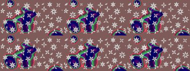 Raster illüstrasyonu. Küçük çiçekteki sevimli çiçek deseni. Kahverengi ve nötr renklerde yaz çiçekleri. Raster deseni.