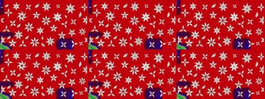 Suluboya, elle çizilmiş. Raster illüstrasyonu. Eskiz arkaplan modeli. Kırmızı ve nötr renklerde yaprakları olan yabani çiçekler.