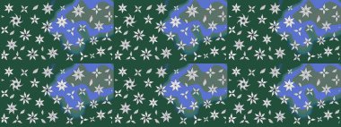 Çiçek tasarımı için inanılmaz bir kolaj cenneti tarzı. Çiçekli zambakların eskiz geçmişi. Parlak çiçekli kolaj çiçekleri yeşil ve nötr.