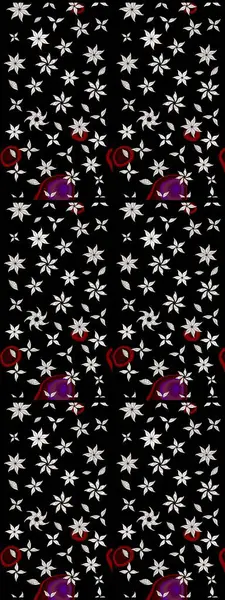 Robot resim. Raster illüstrasyonu. Siyah ve nötr renklerde çiçekler. Şirin çiçek elementleri..