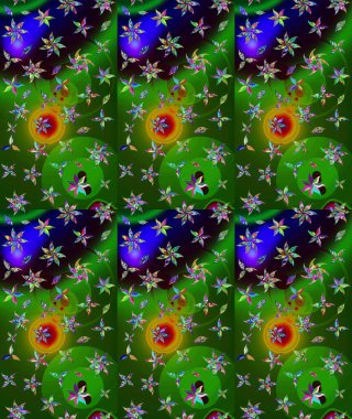 Klasik çiçek tasarımı elementleri. Raster illüstrasyonu. Yeşil kıvırcık çiçekler yeşil renkte şekillenir.