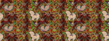 Kahverengi ve bej renklerde karalamalar çizilmiş çiçek deseni. Raster illüstrasyonu.