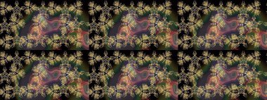 Siyah ve gri renklerde. Raster illüstrasyonu. Siyah ve gri renkte siyah ve gri papatyalar..