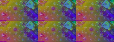 Dallı bahar çiçekleriyle desen, kahverengi renklerle çiçek siluetiyle desen. Raster deseni.