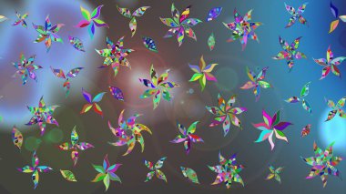 Renkli Bahar Teması eskiz kalıbı. Raster güzel kumaş deseni çiziyor. Çiçek deseni. Düz Çiçek Elementleri Tasarımı.