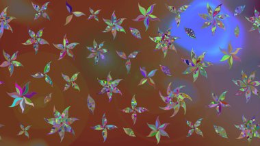 Raster illüstrasyonundaki çiçek desenli çizim. Çiçekler suluboya tarzında kahverengi ve nötr renklerde.