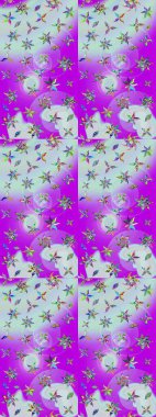 Moda baskıları için zarif bir şablon. Tarafsız ve mor çiçekli bahar çiçekleri. Küçük renkli çiçekler. Küçük çiçekte güzel bir desen. Motley illüstrasyonu.