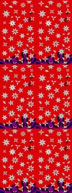 Küçük çiçekli yay deseni çiz. Raster illüstrasyonu. Suluboya stilinde kırmızı ve nötr renkler üzerine.