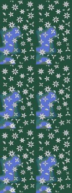 Soyut etnik raster çizim kalıbı. Kabile sanatı boho baskısı, klasik çiçek arkaplanı. Arkaplan dokusu, duvar kağıdı, yeşil ve mavi renkli çiçek teması.