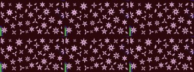 Taslak desenli, modaya uygun kumaş deseni. Düz Çiçek Elementleri Tasarımı. Renkli Bahar Teması eskiz kalıbı. Raster illüstrasyonu. Şirin çiçek elementleri..