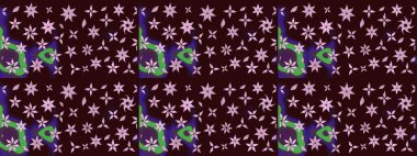 Raster Illustrasyon 'daki Çiçek Deseni' nin son moda çizimi. Renkli Yaz Temalı eskiz kalıbı. Güzel kumaş deseni. Düz Çiçek Elementleri Tasarımı.