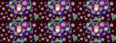 Yumuşak, yaz çiçekli arka plan. Çiçekli karalama şeklinde Raster çiçek deseni. Kahverengi renkte çiçekler.