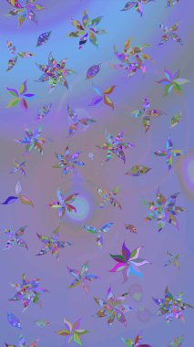 Mor ve mavi renkte çiçekler olan çiçek deseni çiz. Suluboya tarzında mor ve mavi renkte çiçekler.