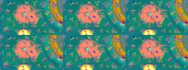 Vadinin mavi renkli çiçekleri. Çiçeksel çizim kalıbının çizimi.