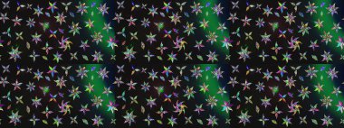 Renkli çizim kalıbı. Çiçek arkaplan. Çiçek duvar kâğıdı. Raster illüstrasyonu. Gri ve yeşil renkli şirin tekstil.