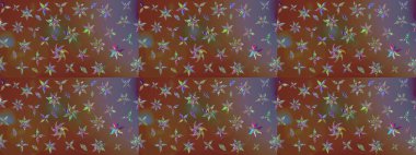 Çiçek buketleriyle klasik bir eskiz şekli. Raster illüstrasyonu. Kahverengi ve nötr renklerde.