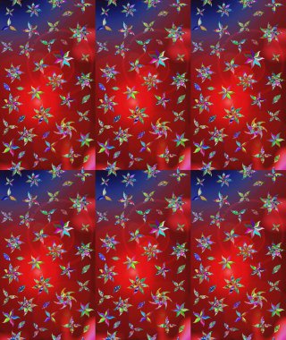 Raster. Kırmızı renkte güzel çiçekler, suluboya desenli eskiz deseni, duvar kağıdı, kart veya kumaş için fayanslı..