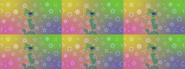 Çiçekli çiçek deseni, suluboya. Yeşil renkli çiçekler. Renkli Bahar Teması eskiz kalıbı. Düz Çiçek Elementleri Tasarımı. Raster illüstrasyonu.