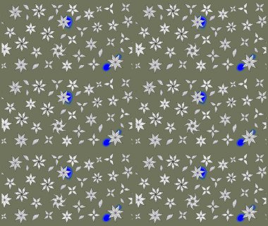 Raster deseni. Soyut çiçek çizim kalıbı arka planı. Küçük çiçekteki sevimli çiçek deseni. Raster illüstrasyonu. Yeşil renklerde.