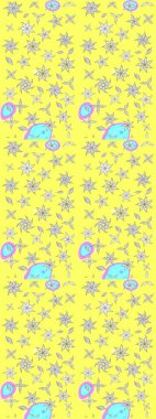 Raster illüstrasyonundaki çiçek desenli çizim. Suluboya tarzında sarı ve beyaz renkte çiçekler.