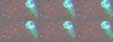 Raster Çiçek İllüstrasyonu güzel tekstil. Gri renkli etnik çiçeklerle zarif eskiz deseni.