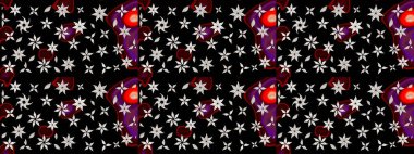 Raster illüstrasyonundaki çiçek desenli çizim. Suluboya tarzında siyah renkte çiçekler.