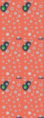 Turuncu ve nötr renkte güzel çiçekli eskiz deseni, suluboya çiçek deseni, duvar kağıdı, kart veya kumaş için fayanslı. Raster..