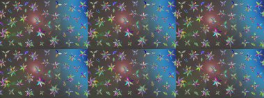 Çiçekli karalama şeklinde Raster çiçek deseni. Nazik, narin çiçek arkaplanı. Gri ve mavi renkte çiçekler.