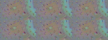 Raster illüstrasyonu. Gri ve bej renkli yaz çiçekleri. Raster çiçek desenli ve çiçekli..