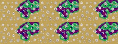 Çiçeksel çizim kalıbının yansıması. Vadinin sarı renkli çiçekleri.