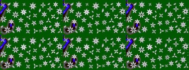 Suluboya çiçekli çiçek deseni. Raster illüstrasyonu. Yeşil renkte güzel tekstil.