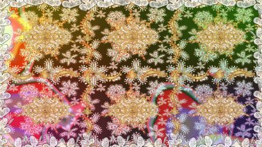 Tarafsız renklerde, altın elementlerle pürüzsüz bir desen. Şam tasarım için kusursuz desen.